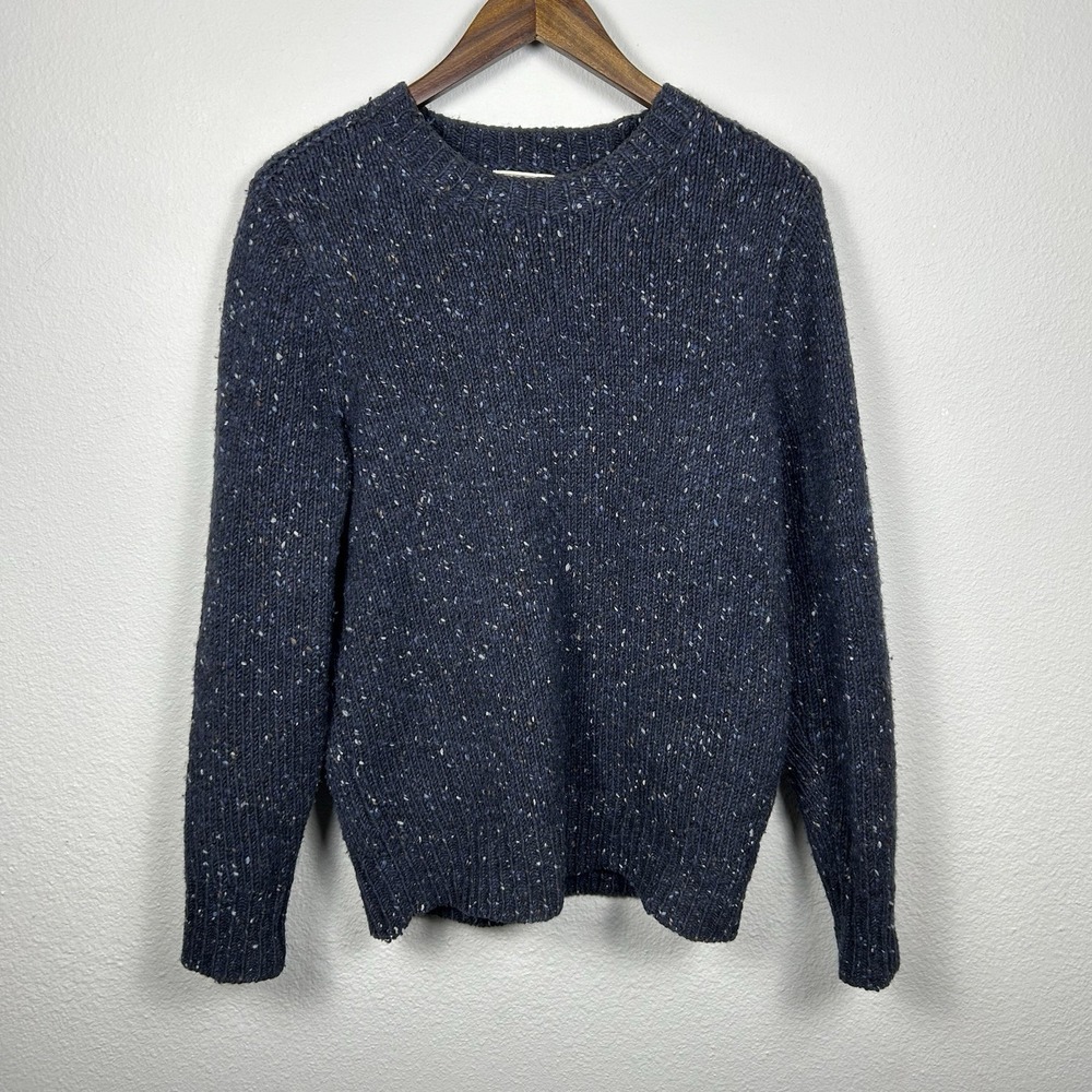 Wallace & Barnes Wool Crew Neck Sweater Men's Small To Medium Fall Blue Brown